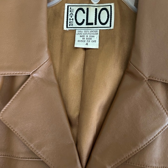 CLIO Vintage 100% Leather Blazer Jacket Size 4 - Picture 2 of 3